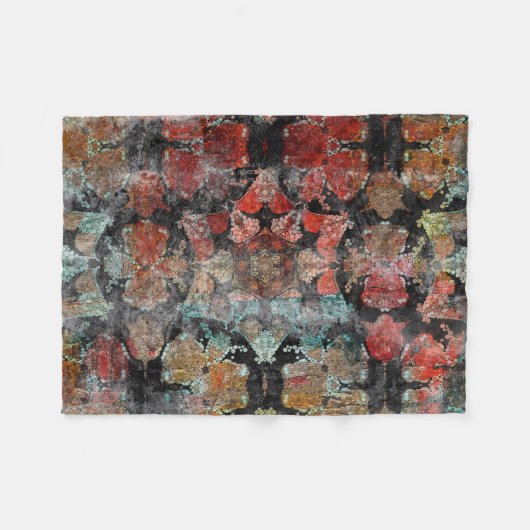 アンティークグランジヴィンテージオールドハンドメイドウールカーペットシー フリースブランケット (正面(横))