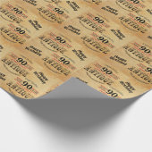 アンティークグランジ誕生日 |第90誕生日 ラッピングペーパー (角)