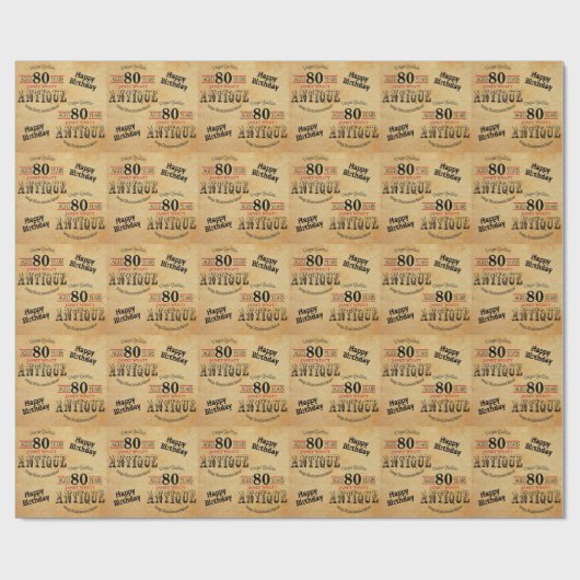 アンティークグランジ誕生日 | 80番目の誕生日 ラッピングペーパー (フラット)