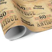 アンティークグランジ誕生日 | 80番目の誕生日 ラッピングペーパー (ロールコーナー)