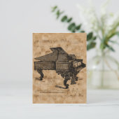 アンティークグランドピアノヴィンテージ楽譜ページ ポストカード (スタンド正面)