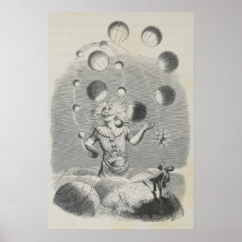 アンティークグランドヴィルユーモア天文学ジャグリング ポスター