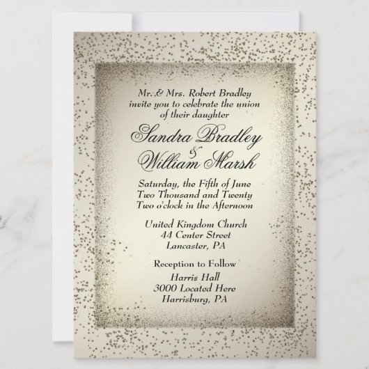 アンティークグリッター結婚式招待状 招待状 (正面)