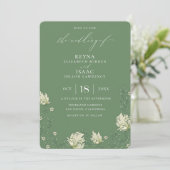 アンティークグリーンのイギリスツタのウェディング 招待状 (スタンド正面)