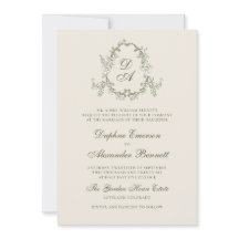 アンティークグリーンのモノグラム入りフラワーの結婚式