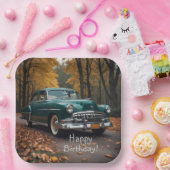 アンティークグリーンの自動車 ペーパープレート (パーティー)