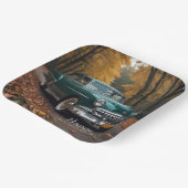 アンティークグリーンの自動車 ペーパープレート (傾斜あり)