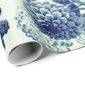 アンティークグリーンインディゴブルーヴィンテージフローラトワール ラッピングペーパー (ロールコーナー)