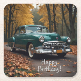 アンティークグリーンカー スクエアペーパーコースター