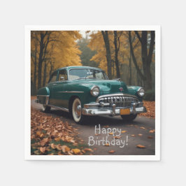 アンティークグリーンカー スタンダードカクテルナプキン