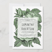 アンティークグリーンバラビンテージ結婚式ブライダルシャワー 招待状 (正面)