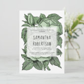 アンティークグリーンバラビンテージ結婚式ブライダルシャワー 招待状 (スタンド正面)