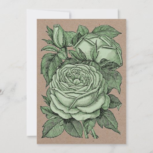 アンティークグリーンバラビンテージ結婚式ブライダルシャワー 招待状 (裏面)