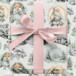 アンティークグリーンビクトリアンクリスマスラッピング紙 ラッピングペーパー