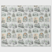 アンティークグリーンビクトリアンクリスマスラッピング紙 ラッピングペーパー (フラット)