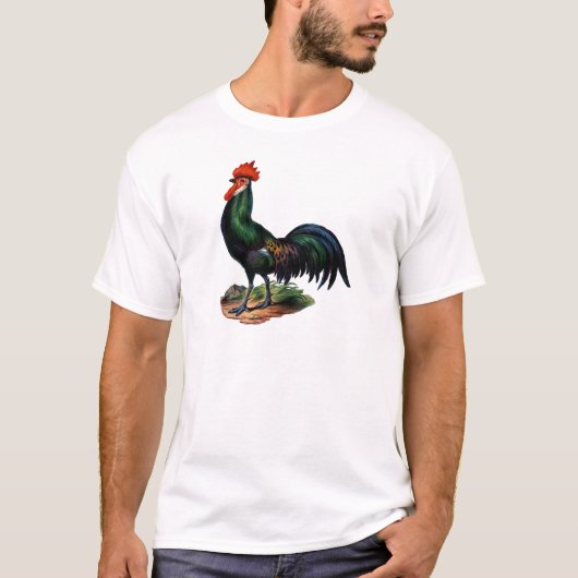 アンティークグリーンフェザーズルースター Tシャツ (正面)