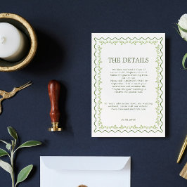 アンティークグリーンフローラルフレーム ラスティックウェディングディテール エンクロージャーカード