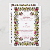 アンティークグルジア時代縁どフローラ結婚ズ 招待状 (正面/裏面)