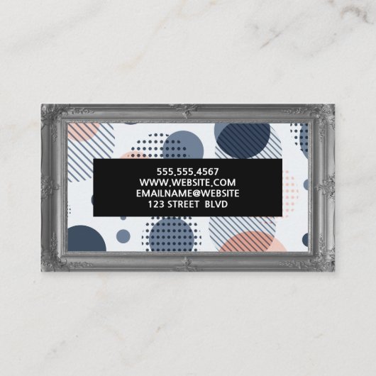 アンティークグレーフレーム |抽象芸術の背景 名刺 (裏面)
