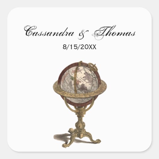 アンティークグローブホワイトBG封筒用シール スクエアシール (正面)