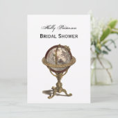 アンティークグローブホワイトBG Vブライダルシャワー 招待状 (スタンド正面)