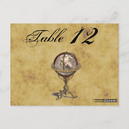 アンティークグローブ動揺して、BGテーブル番号 ポストカード (裏面)