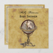 アンティークグローブ動揺して、BG SQベビーシャワー 招待状 (正面/裏面)