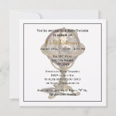 アンティークグローブ、ホワイトBG SQベビーシャワー 招待状 (裏面)