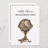 アンティークグローブ、ホワイトBG Vバチェロレッテ 招待状 (正面/裏面)