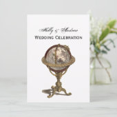 アンティークグローブ、ホワイトBG V 結婚's 招待状 (スタンド正面)