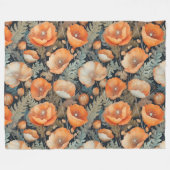 アンティークケシ模様 フリースブランケット (正面(横))