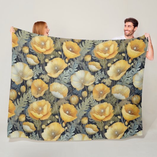 アンティークケシ模様 フリースブランケット (インサイチュ)