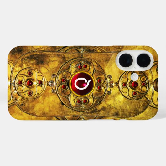 アンティークケルト戦士シールドルビージェムモノグラム Case-Mate iPhoneケース (裏面 (横))