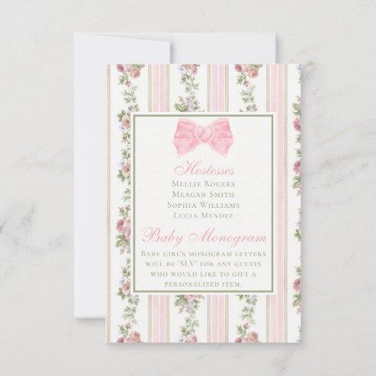 アンティークコケビクトリアンットボウフローラベビーシャワー 出欠カード (裏面)