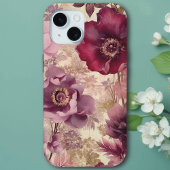アンティークコテージコア花模様インパープルアンドクリーム Case-Mate iPhoneケース