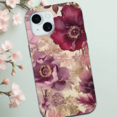 アンティークコテージコア花模様インパープルアンドクリーム Case-Mate iPhoneケース