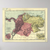 アンティークコロンビアとベネズエラの地図1898 ポスター (正面)