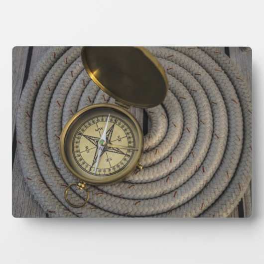 アンティークコンパスオンサイロボートデッキ フォトプラーク (正面)