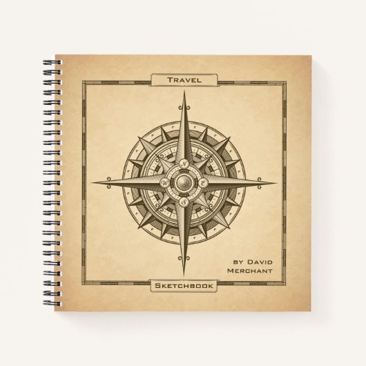 アンティークコンパスバラトラベルスケッチブック ノートブック (正面)