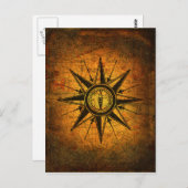 アンティークコンパスバラ ポストカード (正面/裏面)