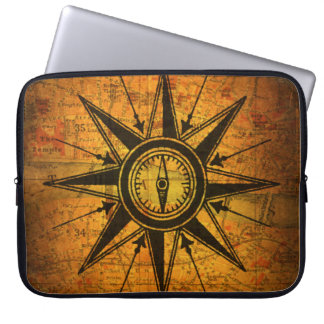 アンティークコンパスバラ ラップトップスリーブ