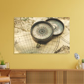 アンティークコンパス地図 キャンバスプリント (インサイチュ (リビング))