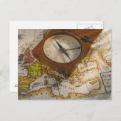 アンティークコンパス地図 ポストカード (正面/裏面)