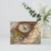 アンティークコンパス地図 ポストカード (スタンド正面)