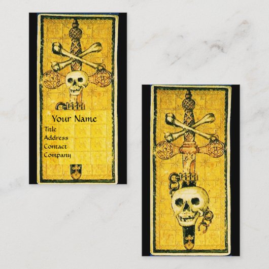 アンティークゴシックのタロットソードブラックイエローのエース 名刺 (正面/裏面)