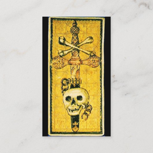 アンティークゴシックのタロットソードブラックイエローのエース 名刺 (裏面)