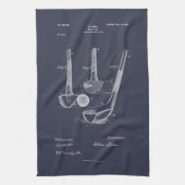 アンティークゴルフクラブ1900、特許スケッチ キッチンタオル (縦)