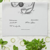 アンティークゴルフクラブ1900、特許スケッチ キッチンタオル (折り畳み)