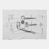 アンティークゴルフクラブ1900、特許スケッチ キッチンタオル (横)