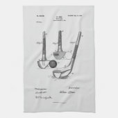 アンティークゴルフクラブ1900、特許スケッチ キッチンタオル (縦)